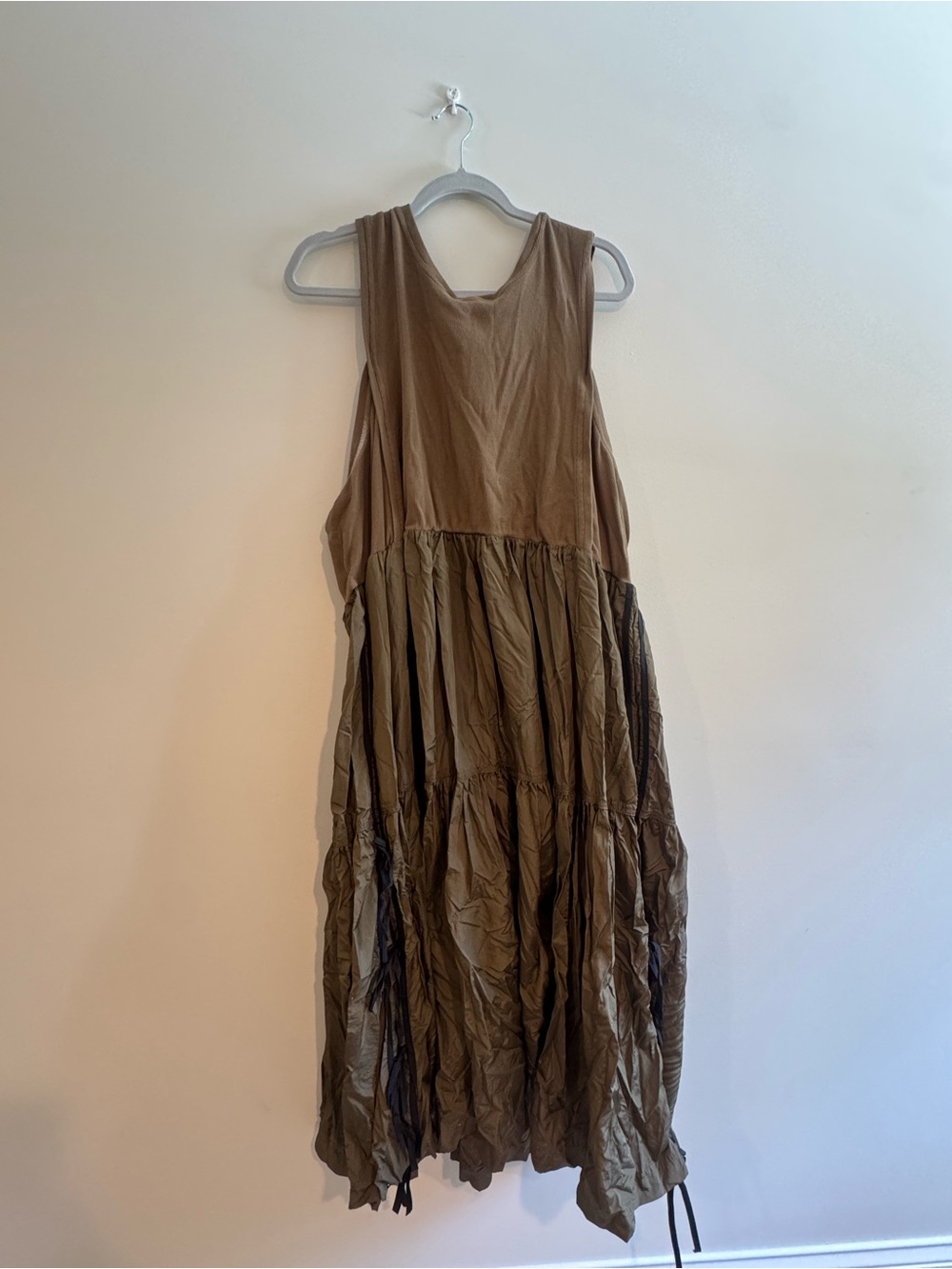 Anthropologie Olive Brown Tiered Maxi Dress